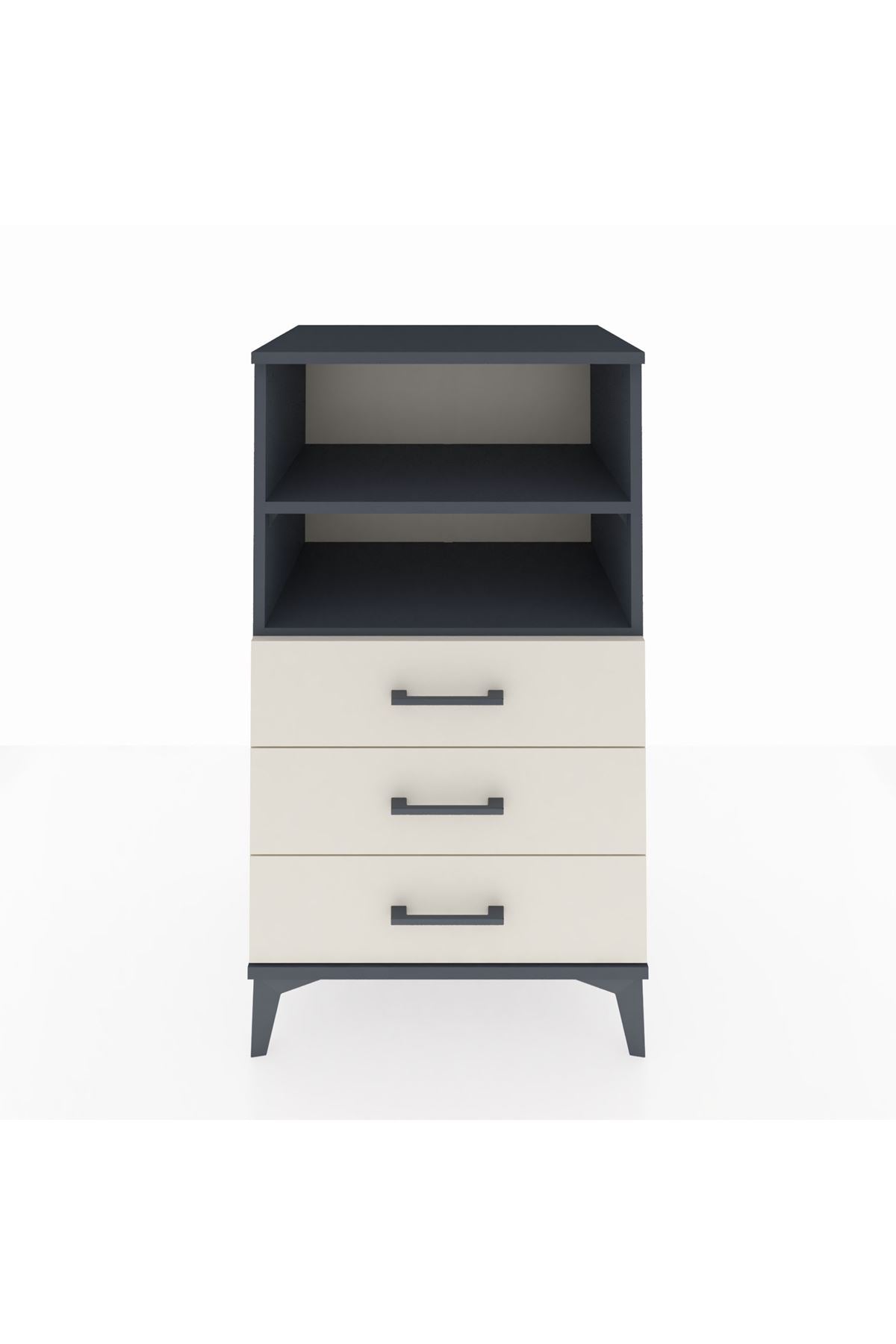 Hyperion Komodin 2 Raflı 3 Çekmeceli 60x44x106 Antrasit-Aytaşı