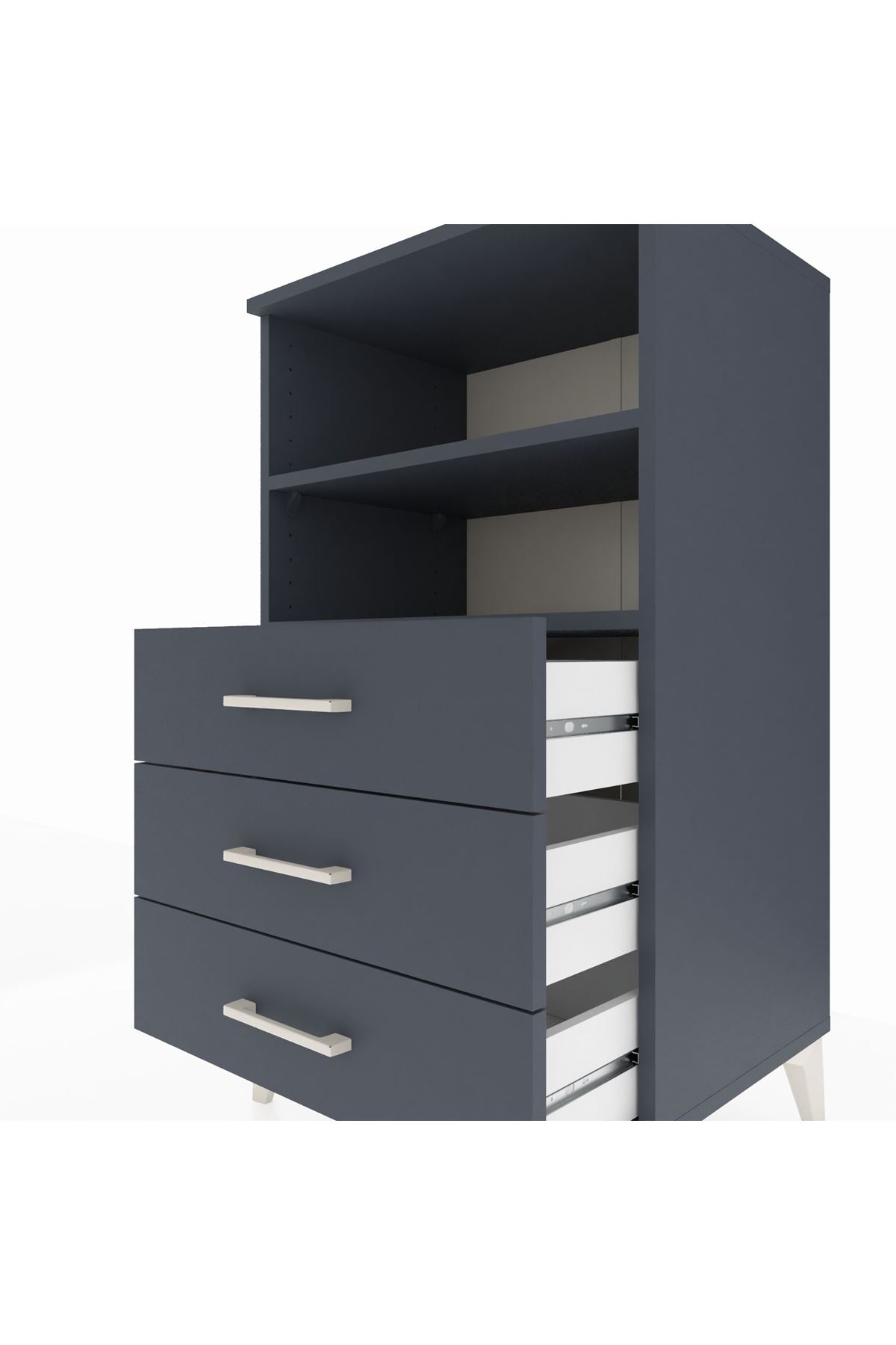 Hyperion Komodin 2 Raflı 3 Çekmeceli 60x44x106 Antrasit-Antrasit