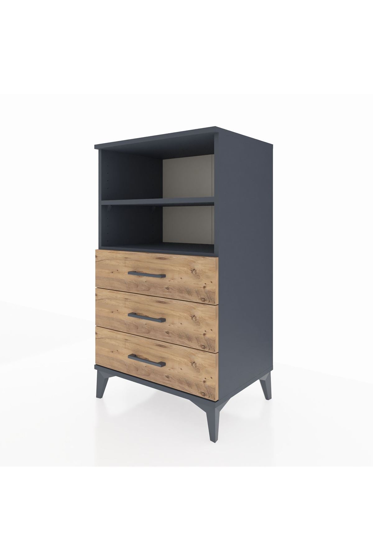 Hyperion Komodin 2 Raflı 3 Çekmeceli 60x44x106 Antrasit-Çam