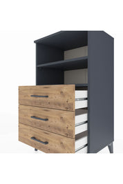 Hyperion Komodin 2 Raflı 3 Çekmeceli 60x44x106 Antrasit-Çam