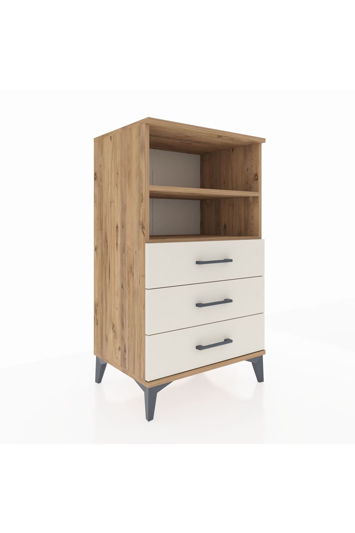 Hyperion Komodin 2 Raflı 3 Çekmeceli 60x44x106 Çam-Aytaşı