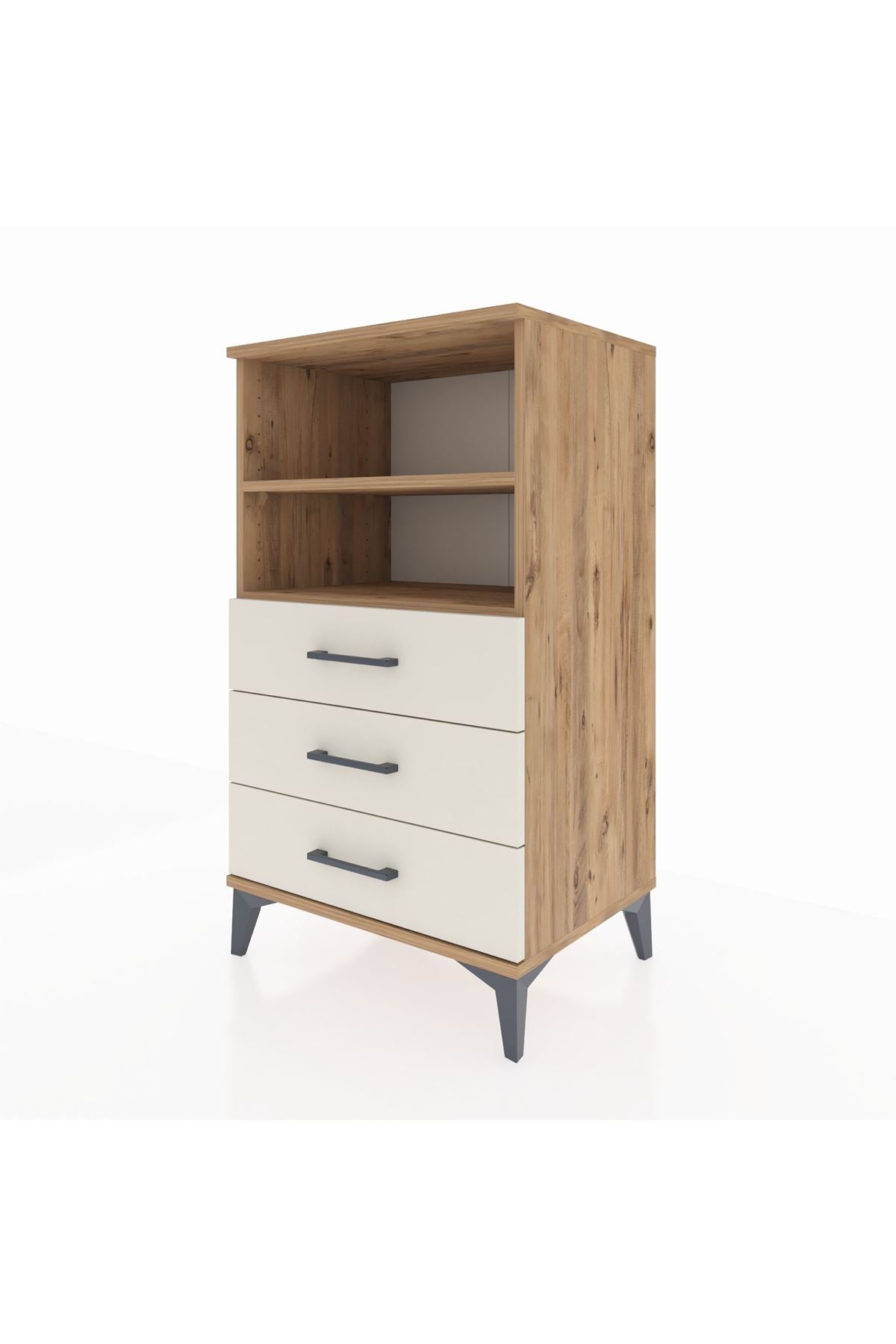 Hyperion Komodin 2 Raflı 3 Çekmeceli 60x44x106 Çam-Aytaşı