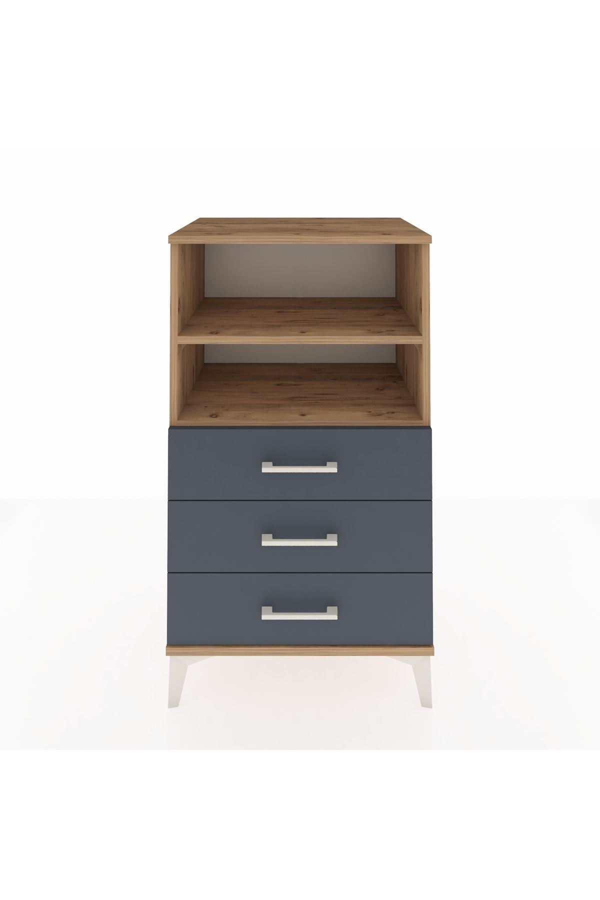 Hyperion Komodin 2 Raflı 3 Çekmeceli 60x44x106 Çam-Antrasit