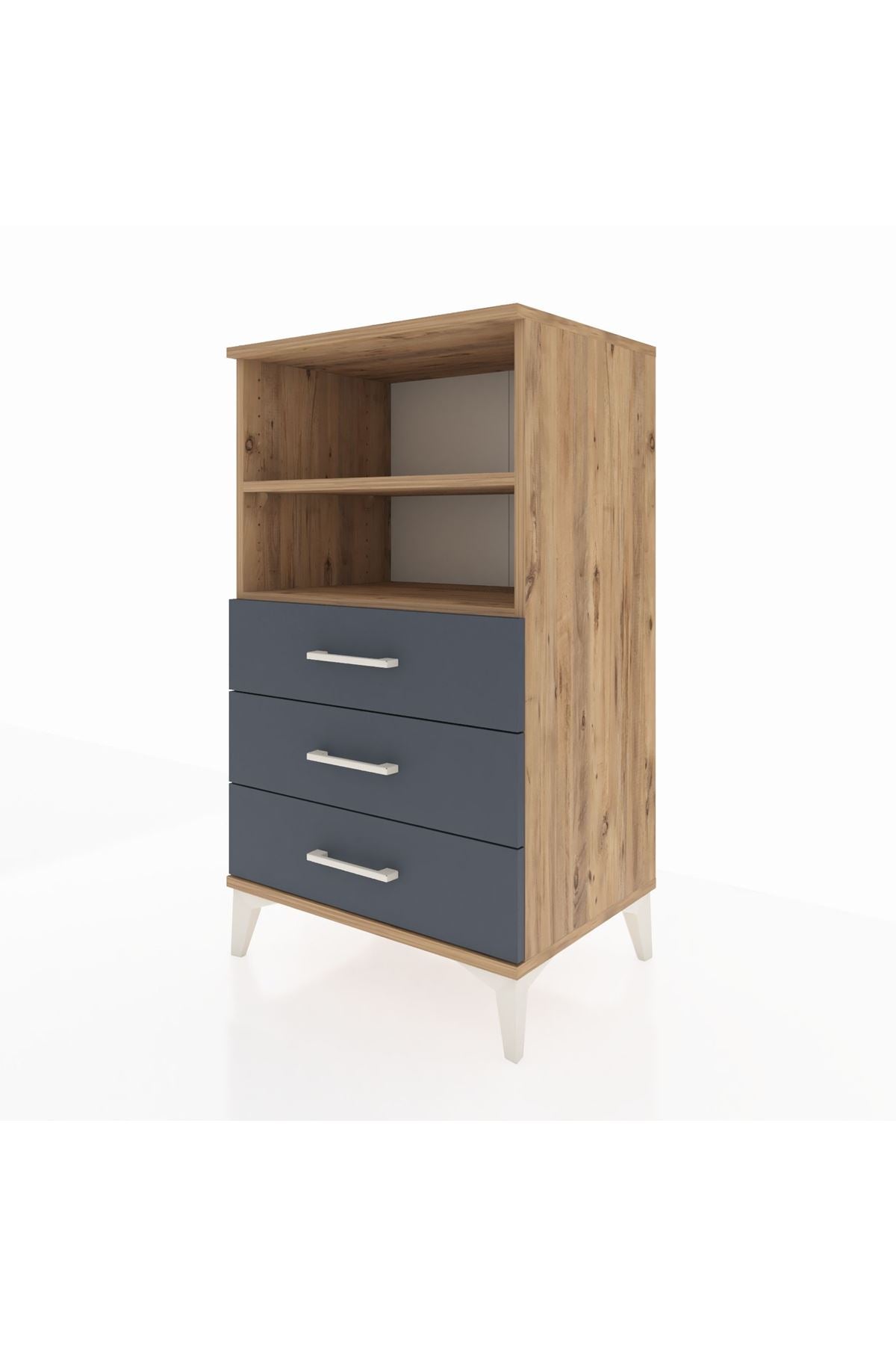 Hyperion Komodin 2 Raflı 3 Çekmeceli 60x44x106 Çam-Antrasit