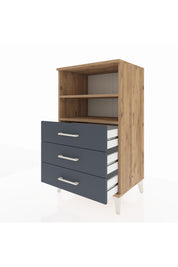 Hyperion Komodin 2 Raflı 3 Çekmeceli 60x44x106 Çam-Antrasit