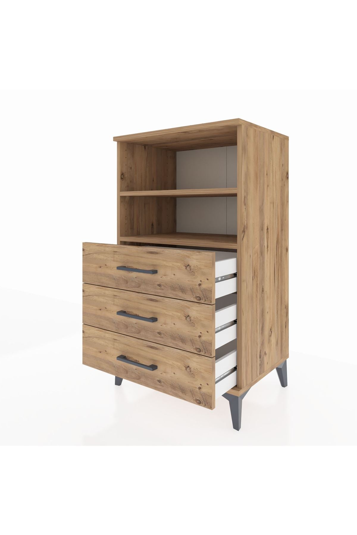 Hyperion Komodin 2 Raflı 3 Çekmeceli 60x44x106 Çam-Çam