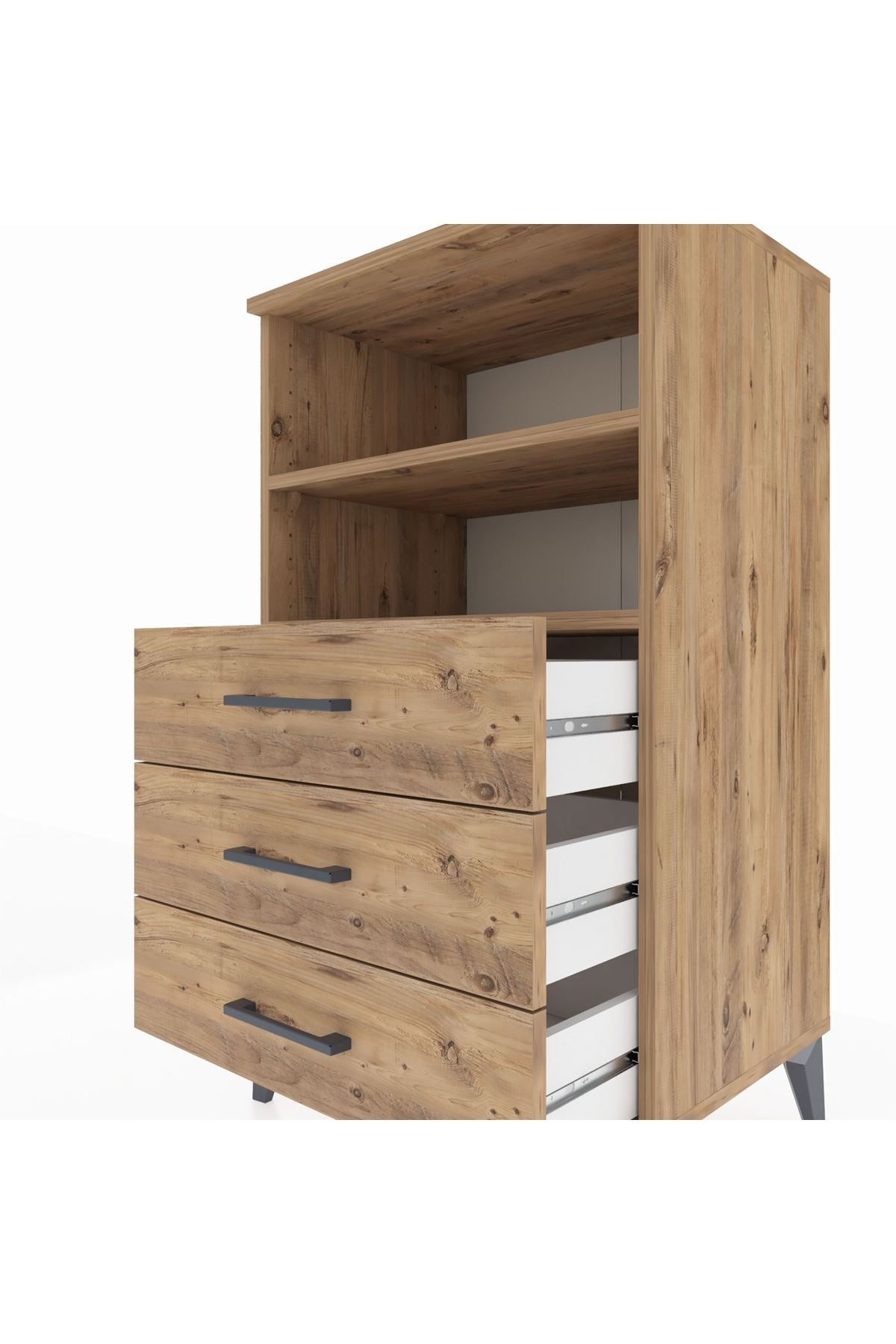 Hyperion Komodin 2 Raflı 3 Çekmeceli 60x44x106 Çam-Çam