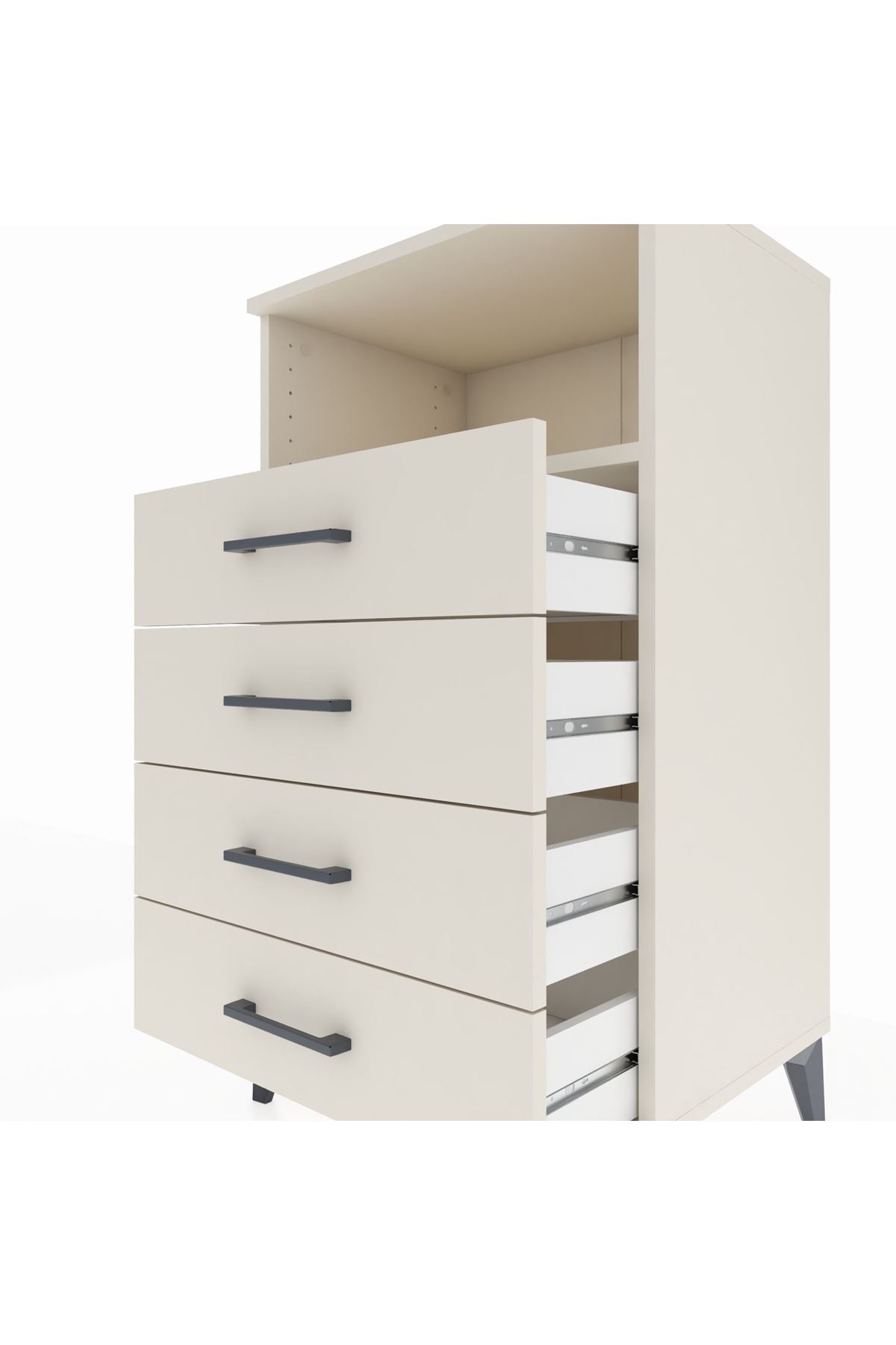 Hyperion Komodin Tek Raflı 4 Çekmeceli 60x44x106 Aytaşı-Aytaşı