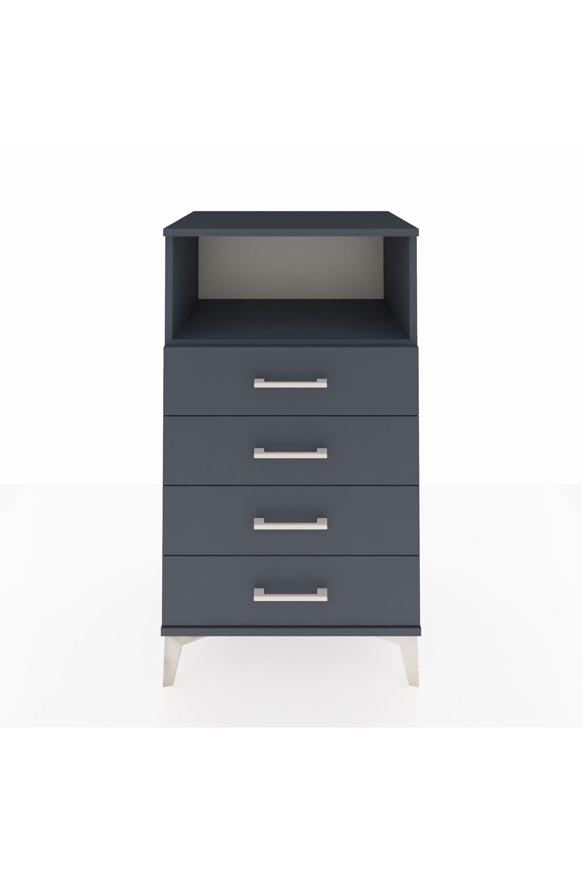 Hyperion Komodin Tek Raflı 4 Çekmeceli 60x44x106 Antrasit-Antrasit