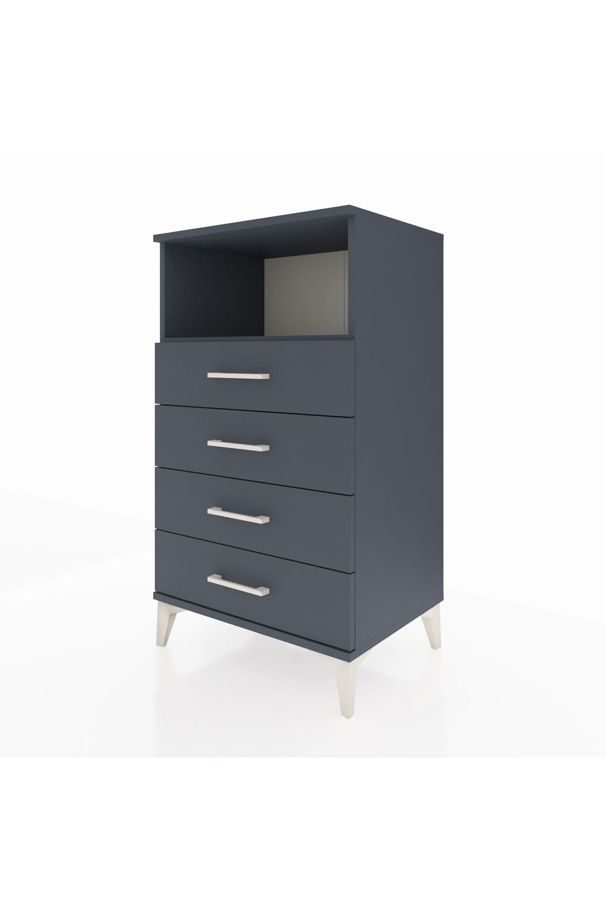 Hyperion Komodin Tek Raflı 4 Çekmeceli 60x44x106 Antrasit-Antrasit