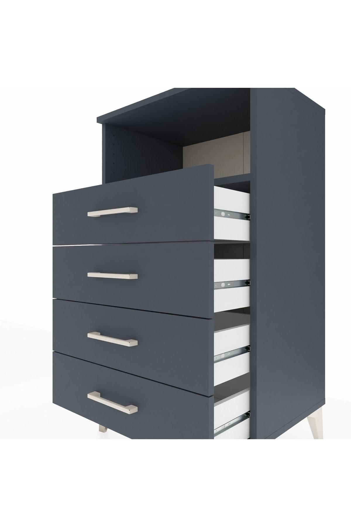 Hyperion Komodin Tek Raflı 4 Çekmeceli 60x44x106 Antrasit-Antrasit