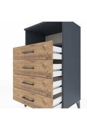 Hyperion Komodin Tek Raflı 4 Çekmeceli 60x44x106 Antrasit-Çam
