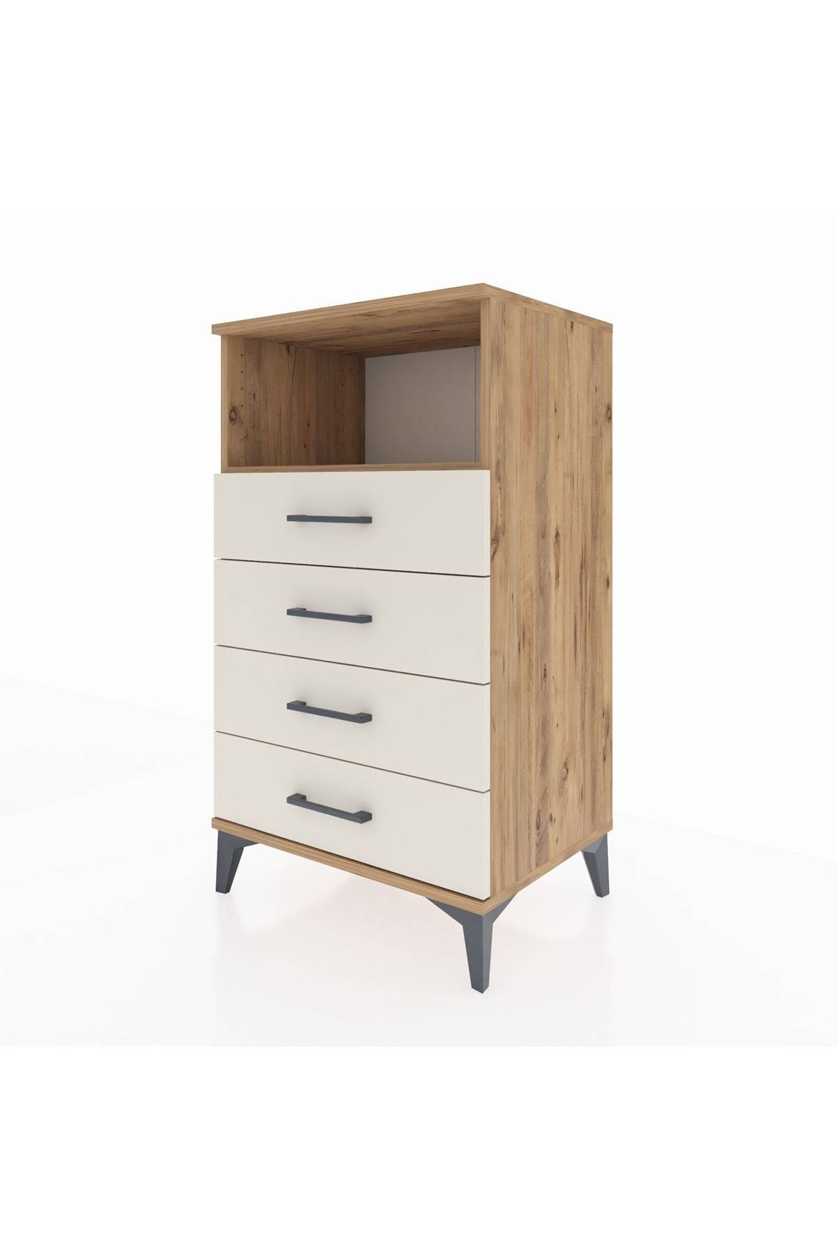 Hyperion Komodin Tek Raflı 4 Çekmeceli 60x44x106 Çam-Aytaşı