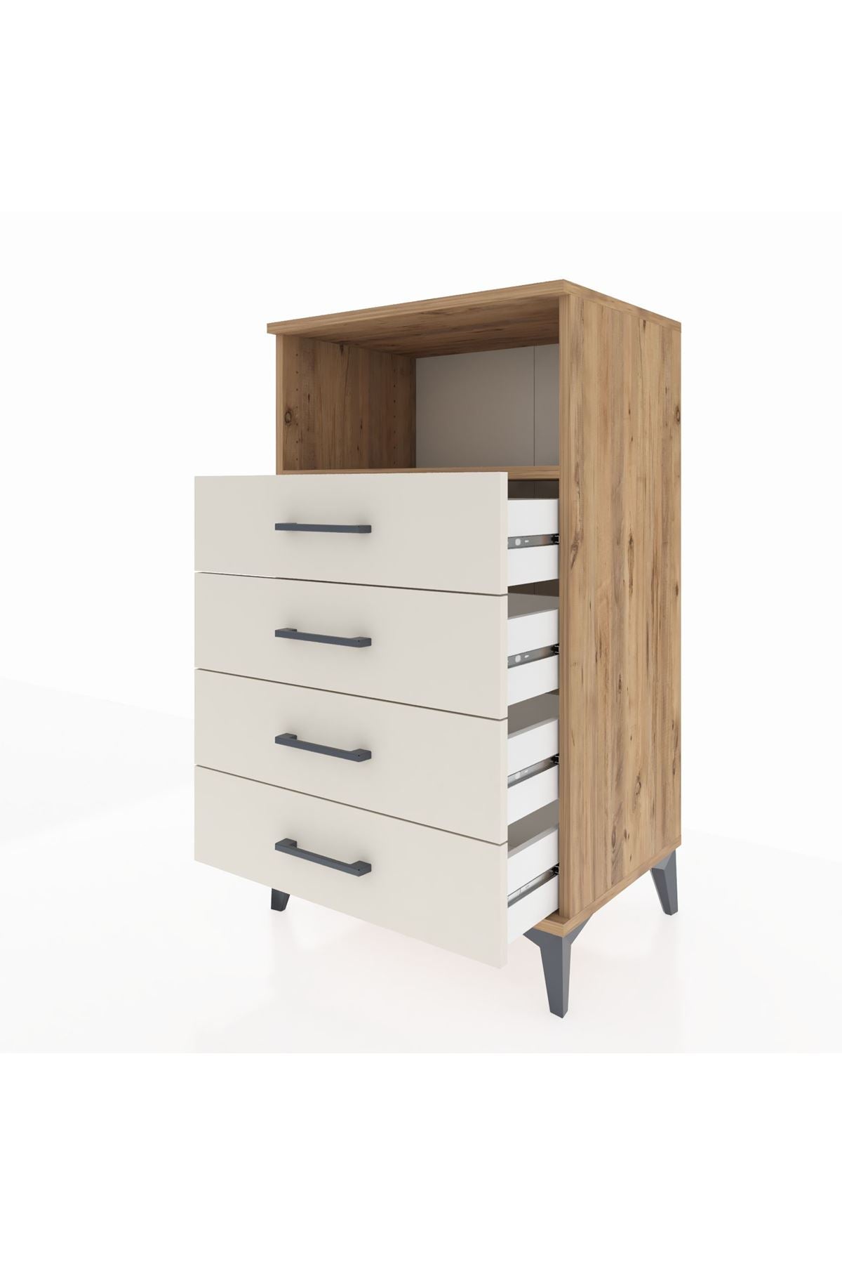 Hyperion Komodin Tek Raflı 4 Çekmeceli 60x44x106 Çam-Aytaşı