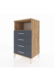 Hyperion Komodin Tek Raflı 4 Çekmeceli 60x44x106 Çam-Antrasit