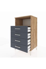 Hyperion Komodin Tek Raflı 4 Çekmeceli 60x44x106 Çam-Antrasit