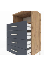 Hyperion Komodin Tek Raflı 4 Çekmeceli 60x44x106 Çam-Antrasit