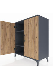 Hyperion Şifonyer 2 Raflı 2 Kapaklı 88x44x106 Antrasit-Çam