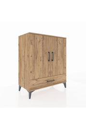 Hyperion Şifonyer 3 Raflı Tek Çekmeceli 2 Kapaklı 88x44x106 Çam-Çam