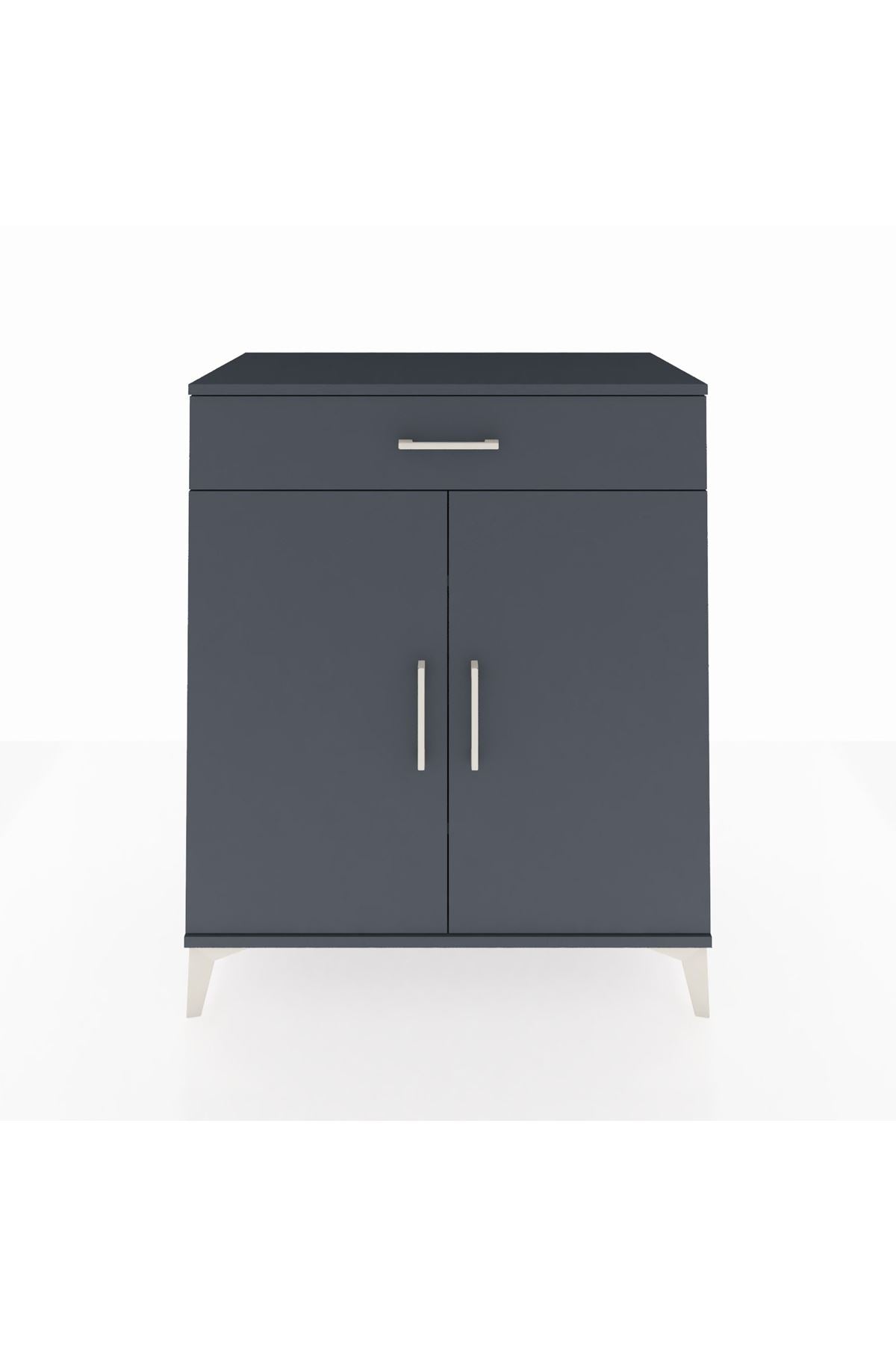 Hyperion Şifonyer 2 Raflı Tek Çekmeceli 2 Kapaklı 88x44x106 Antrasit-Antrasit