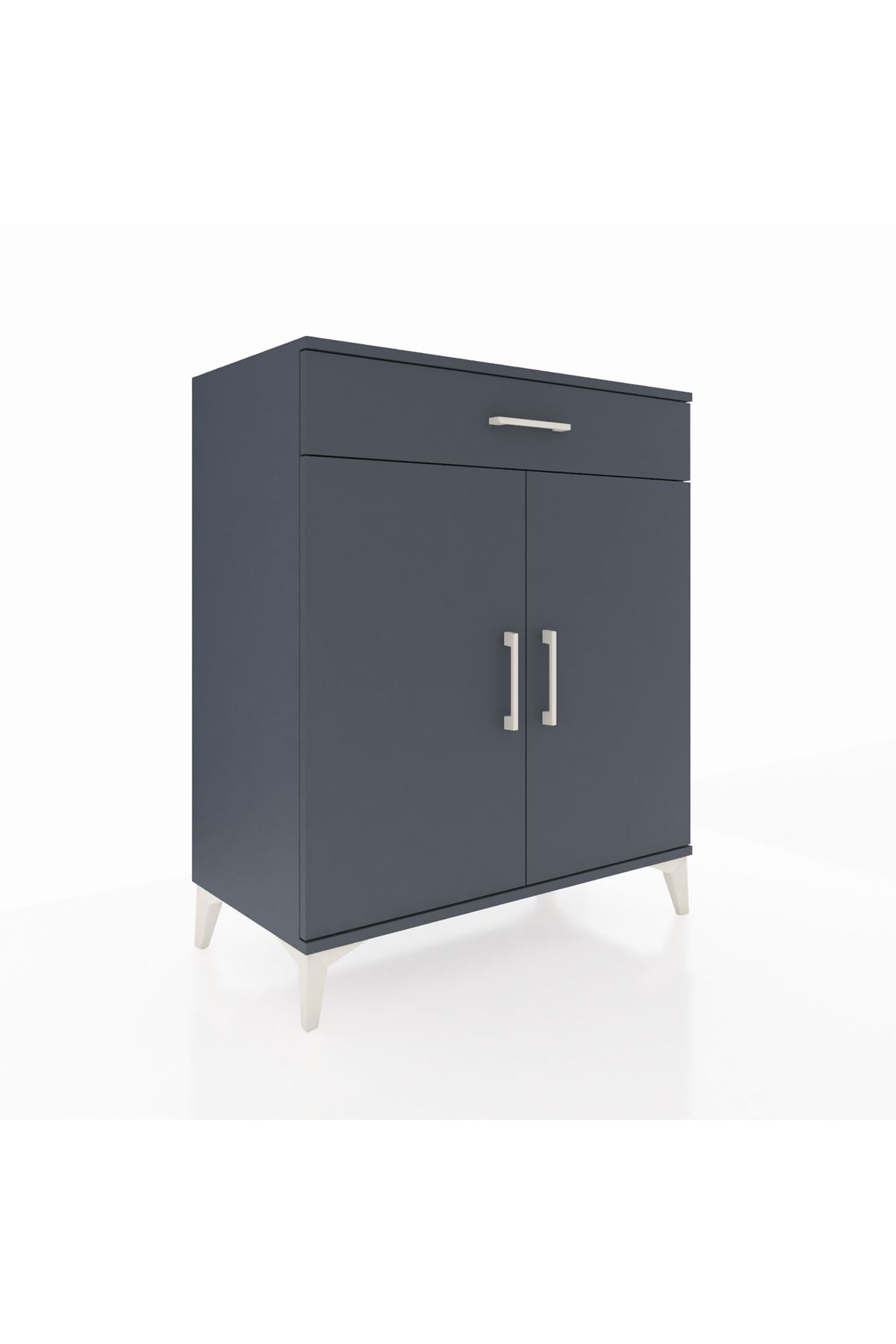 Hyperion Şifonyer 2 Raflı Tek Çekmeceli 2 Kapaklı 88x44x106 Antrasit-Antrasit