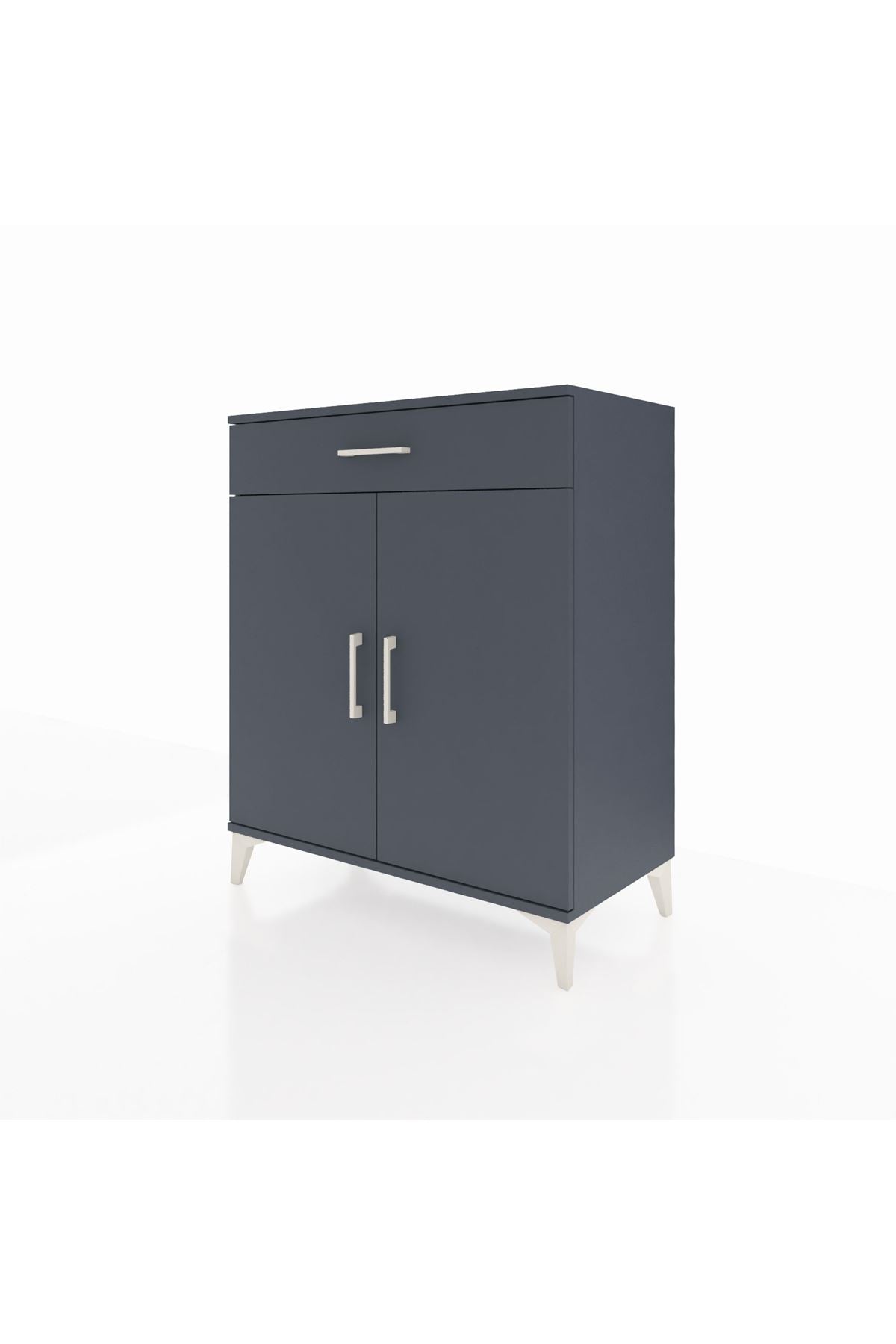 Hyperion Şifonyer 2 Raflı Tek Çekmeceli 2 Kapaklı 88x44x106 Antrasit-Antrasit