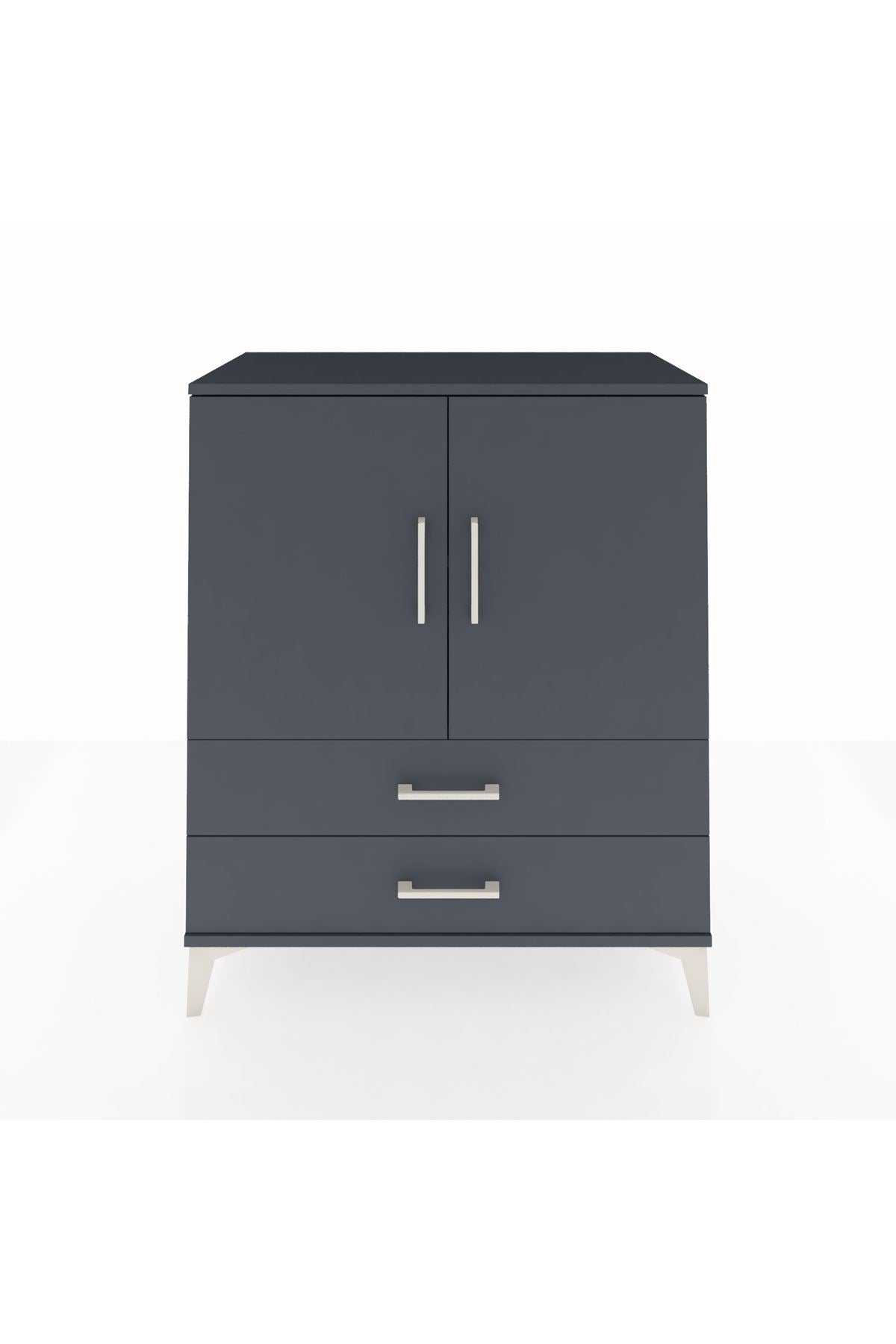 Hyperion Şifonyer 2 Raflı 2 Çekmeceli 2 Kapaklı 88x44x106 Antrasit-Antrasit