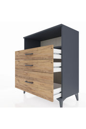 Hyperion Şifonyer Tek Raflı 3 Çekmeceli 88x44x106 Antrasit-Çam