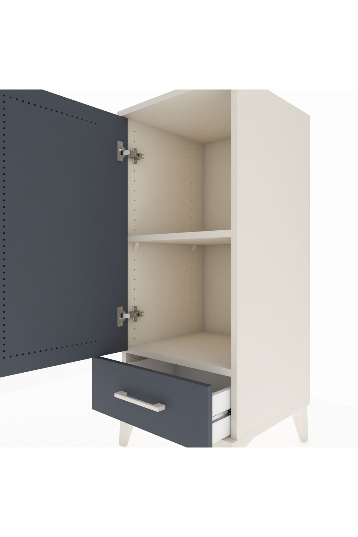 Hyperion Komodin 2 Raflı Tek Çekmeceli Tek Kapaklı 44x44x106 Aytaşı-Antrasit