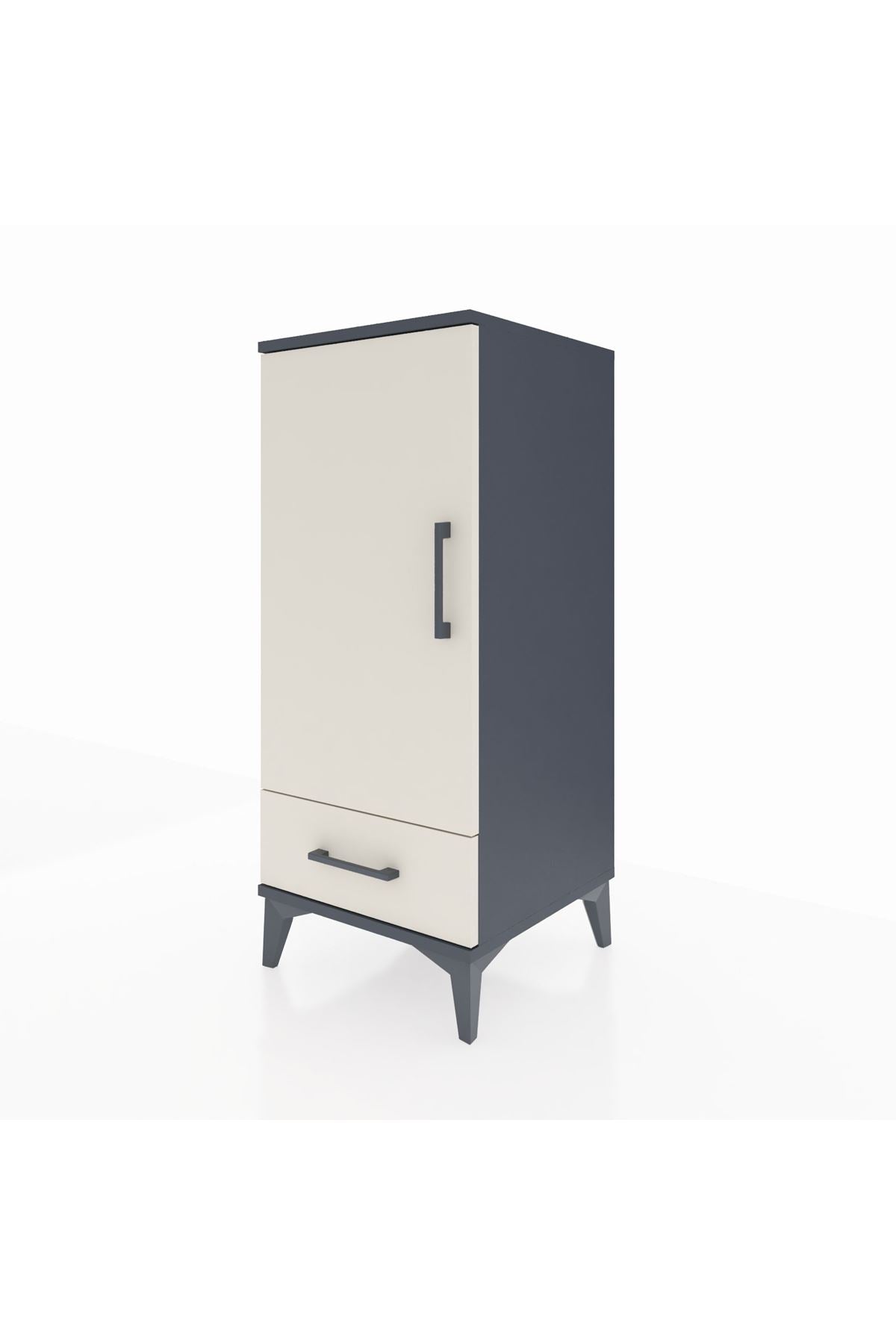 Hyperion Komodin 2 Raflı Tek Çekmeceli Tek Kapaklı 44x44x106 Antrasit-Aytaşı