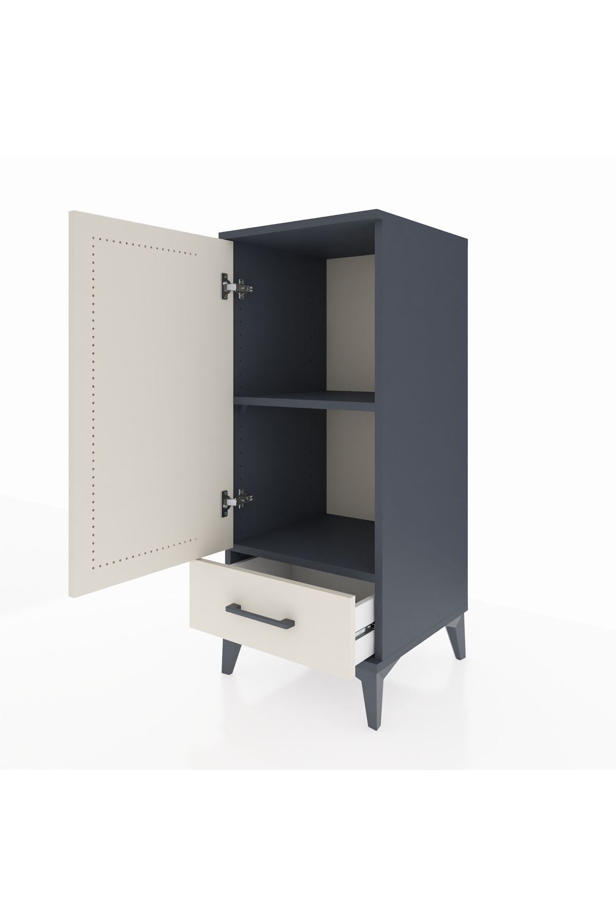 Hyperion Komodin 2 Raflı Tek Çekmeceli Tek Kapaklı 44x44x106 Antrasit-Aytaşı