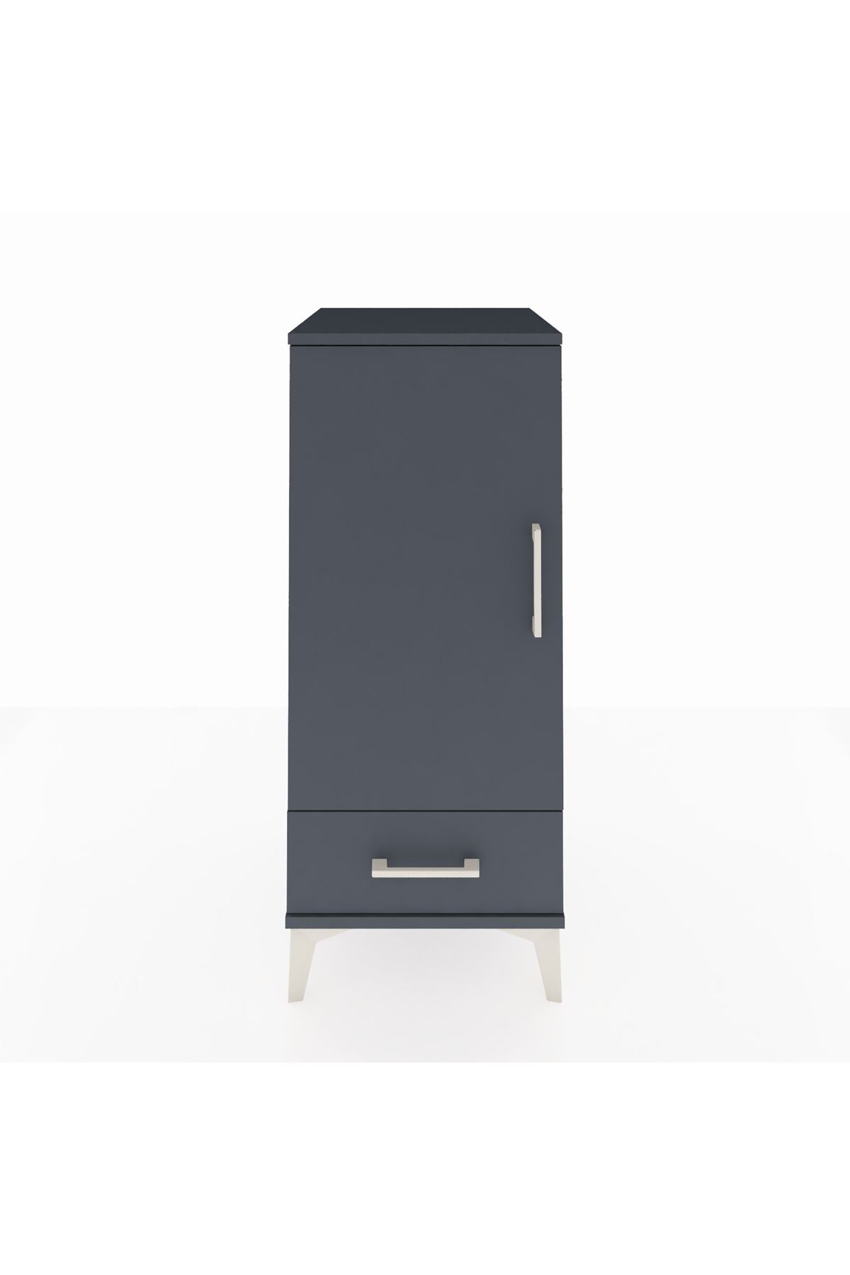 Hyperion Komodin 2 Raflı Tek Çekmeceli Tek Kapaklı 44x44x106 Antrasit-Antrasit