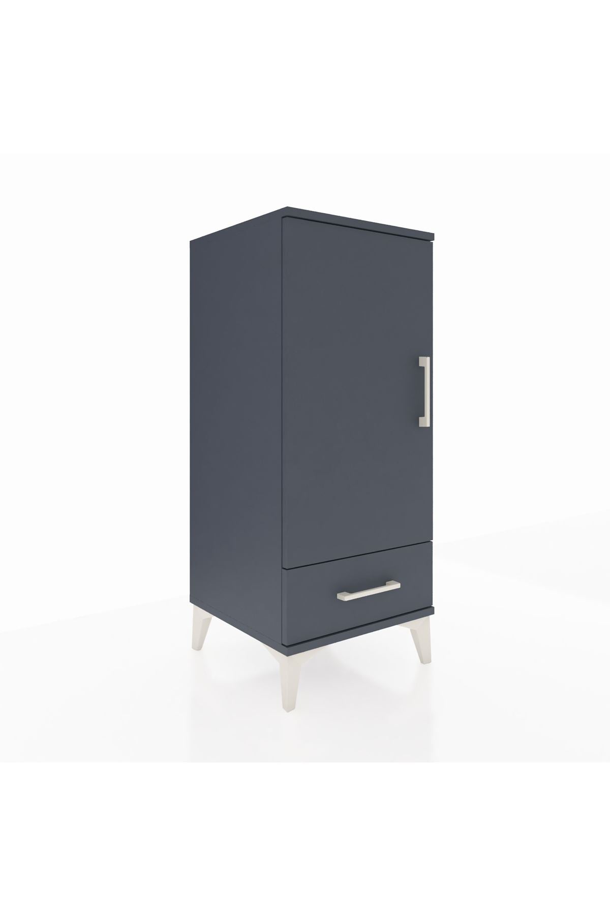 Hyperion Komodin 2 Raflı Tek Çekmeceli Tek Kapaklı 44x44x106 Antrasit-Antrasit