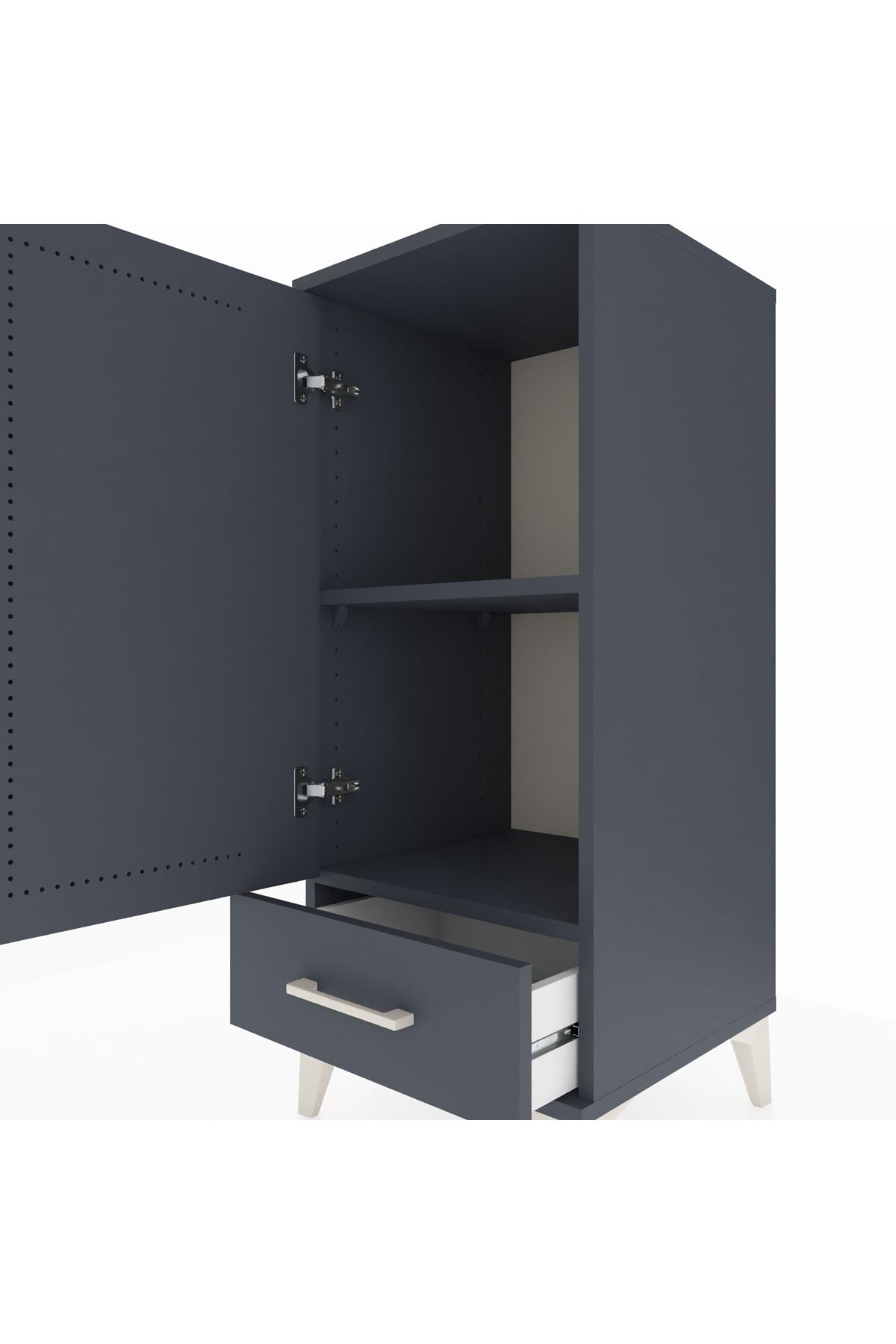 Hyperion Komodin 2 Raflı Tek Çekmeceli Tek Kapaklı 44x44x106 Antrasit-Antrasit