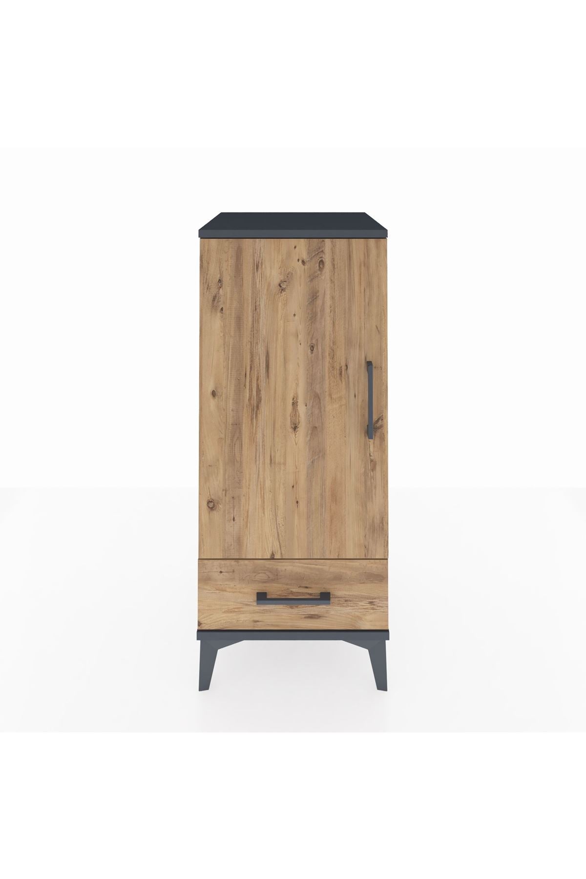 Hyperion Komodin 2 Raflı Tek Çekmeceli Tek Kapaklı 44x44x106 Antrasit-Çam