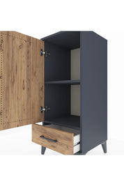 Hyperion Komodin 2 Raflı Tek Çekmeceli Tek Kapaklı 44x44x106 Antrasit-Çam
