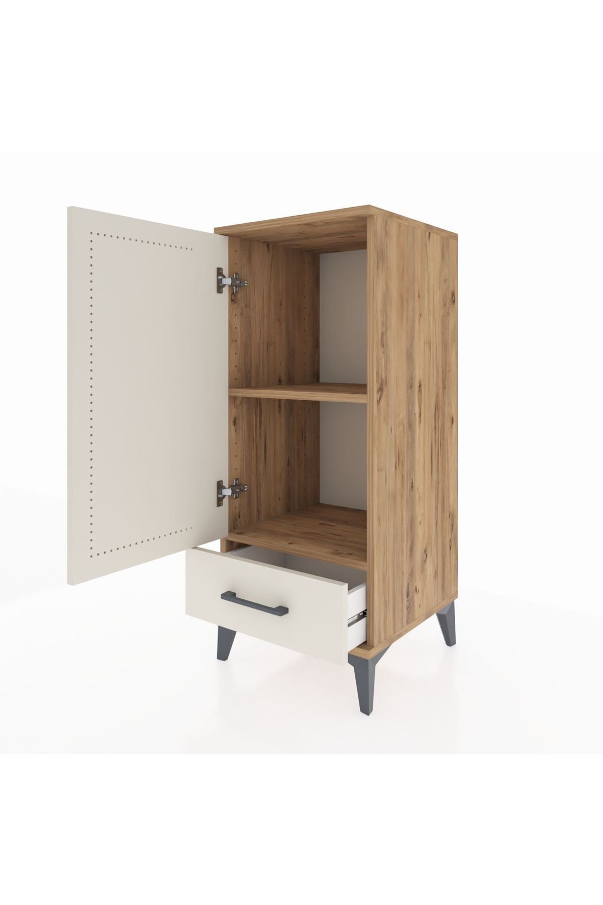 Hyperion Komodin 2 Raflı Tek Çekmeceli Tek Kapaklı 44x44x106 Çam-Aytaşı