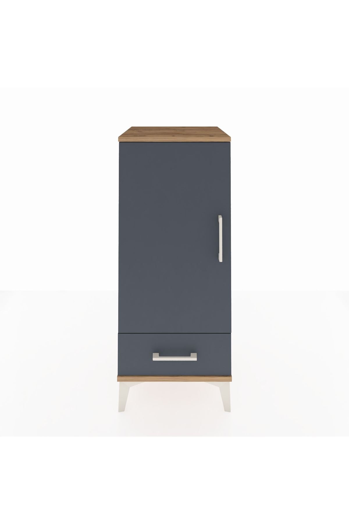 Hyperion Komodin 2 Raflı Tek Çekmeceli Tek Kapaklı 44x44x106 Çam-Antrasit