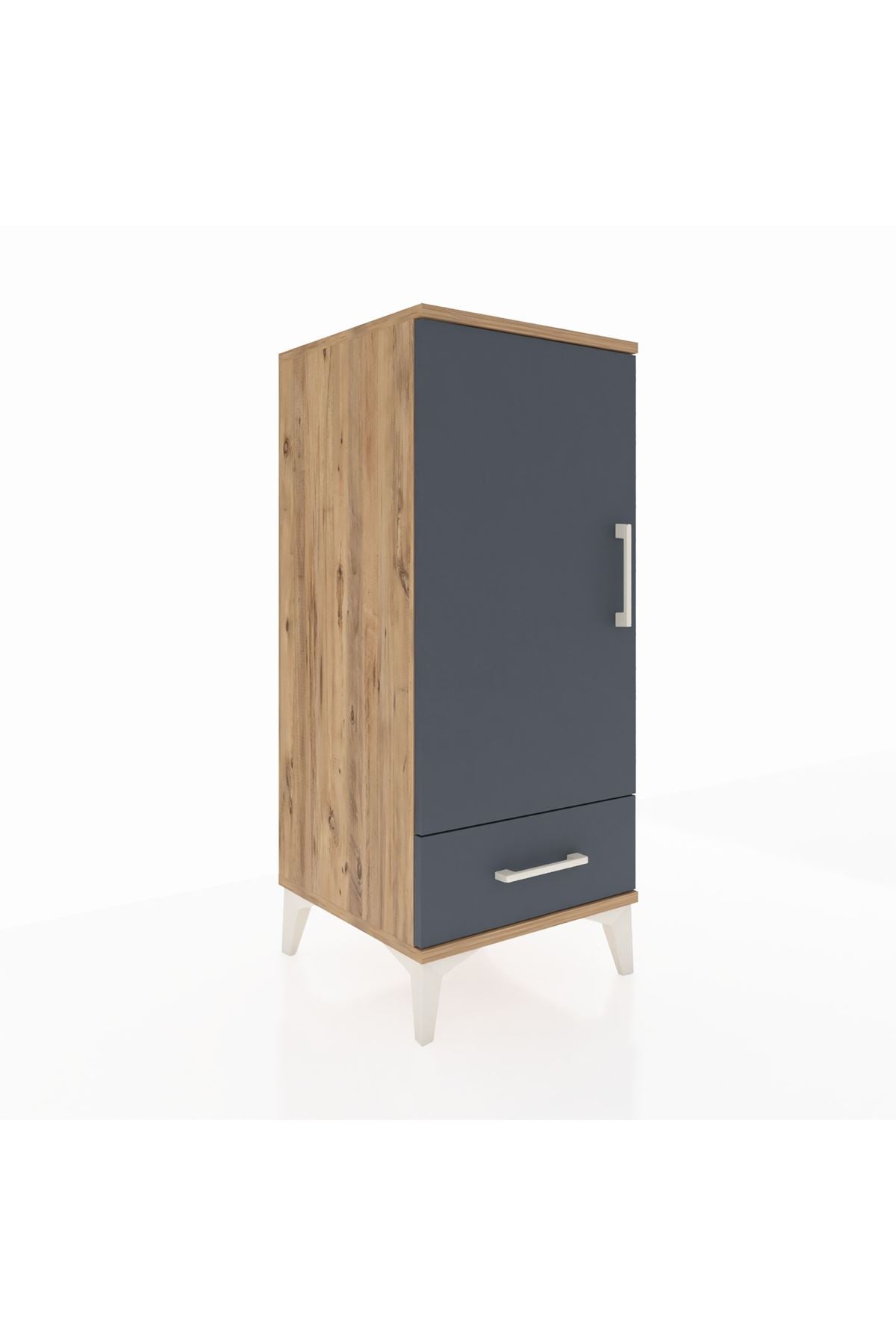 Hyperion Komodin 2 Raflı Tek Çekmeceli Tek Kapaklı 44x44x106 Çam-Antrasit