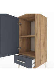 Hyperion Komodin 2 Raflı Tek Çekmeceli Tek Kapaklı 44x44x106 Çam-Antrasit