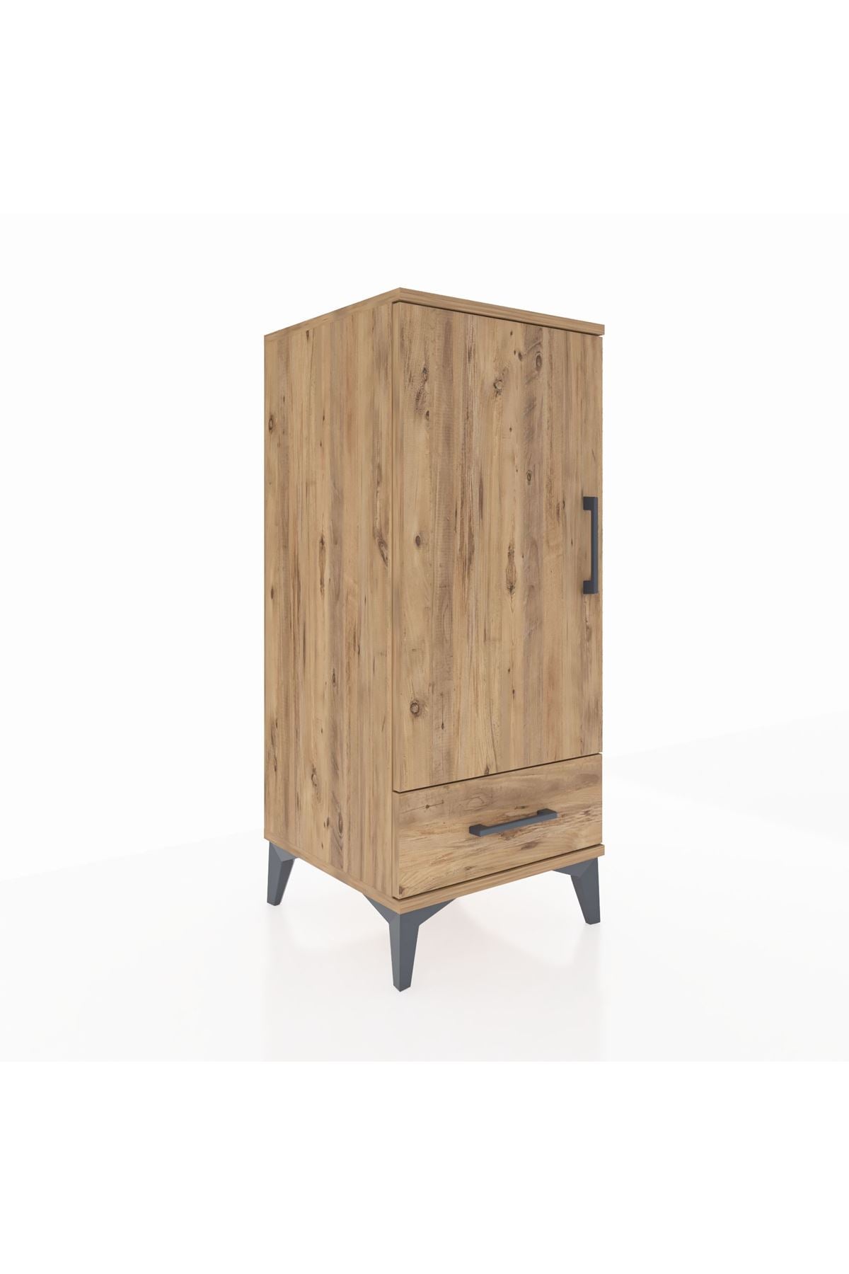 Hyperion Komodin 2 Raflı Tek Çekmeceli Tek Kapaklı 44x44x106 Çam-Çam