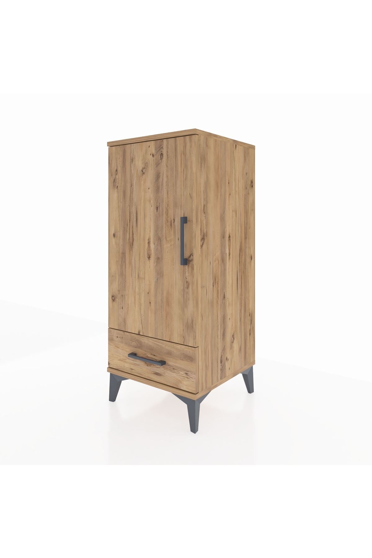 Hyperion Komodin 2 Raflı Tek Çekmeceli Tek Kapaklı 44x44x106 Çam-Çam