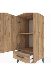 Hyperion Komodin 2 Raflı Tek Çekmeceli Tek Kapaklı 44x44x106 Çam-Çam