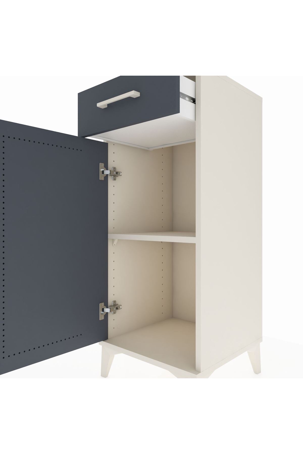 Hyperion Komodin Tek Raflı Tek Çekmeceli Tek Kapaklı 44x44x106 Aytaşı-Antrasit