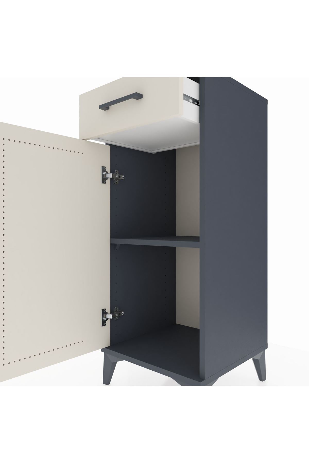 Hyperion Komodin Tek Raflı Tek Çekmeceli Tek Kapaklı 44x44x106 Antrasit-Aytaşı