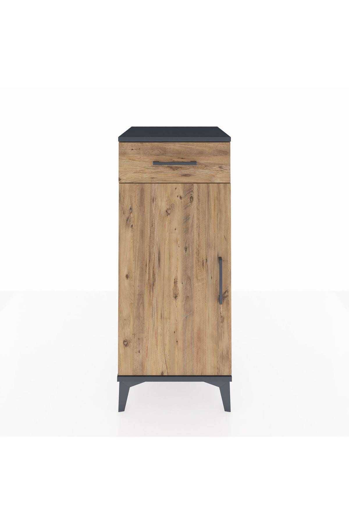 Hyperion Komodin Tek Raflı Tek Çekmeceli Tek Kapaklı 44x44x106 Antrasit-Çam