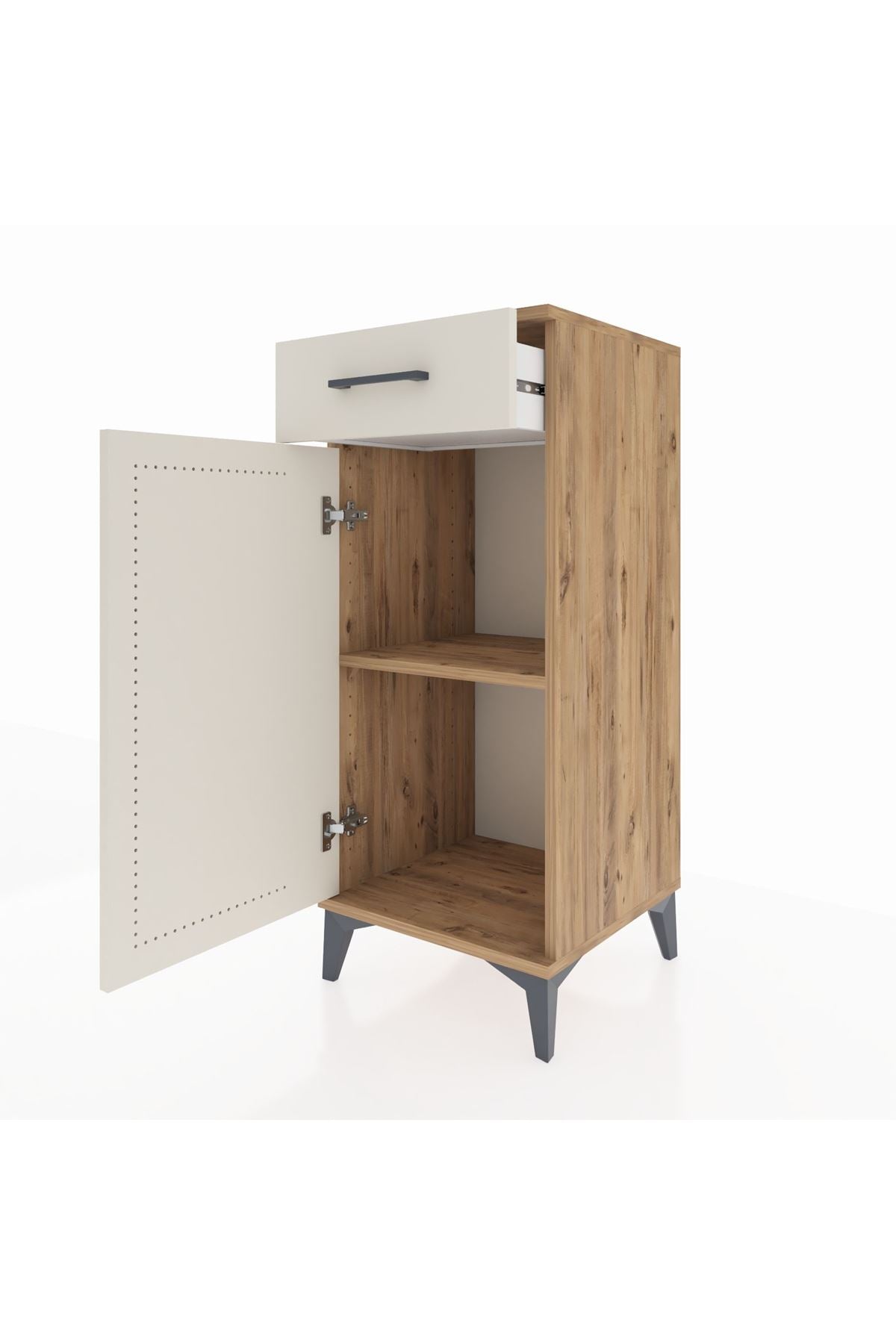 Hyperion Komodin Tek Raflı Tek Çekmeceli Tek Kapaklı 44x44x106 Çam-Aytaşı