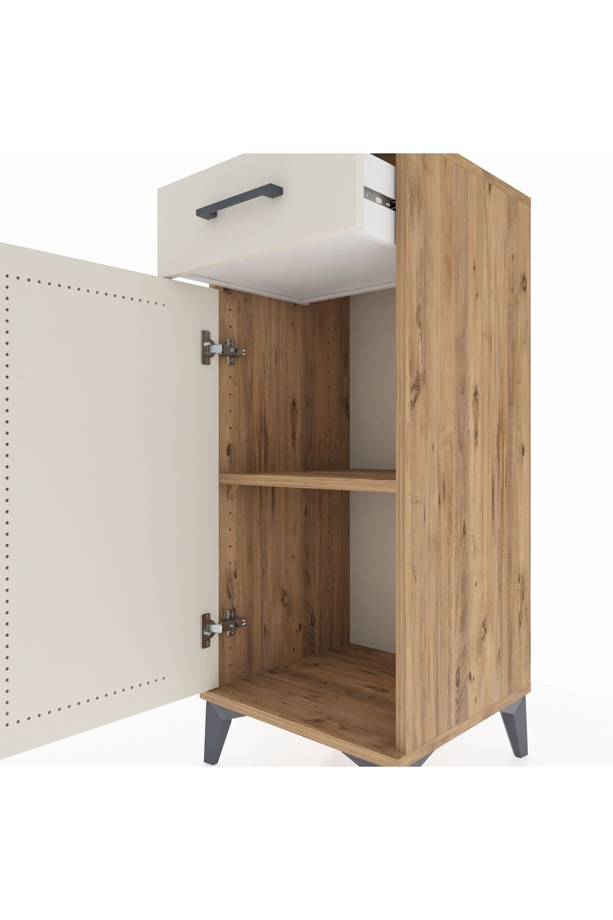 Hyperion Komodin Tek Raflı Tek Çekmeceli Tek Kapaklı 44x44x106 Çam-Aytaşı