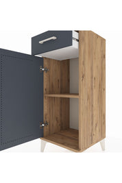 Hyperion Komodin Tek Raflı Tek Çekmeceli Tek Kapaklı 44x44x106 Çam-Antrasit