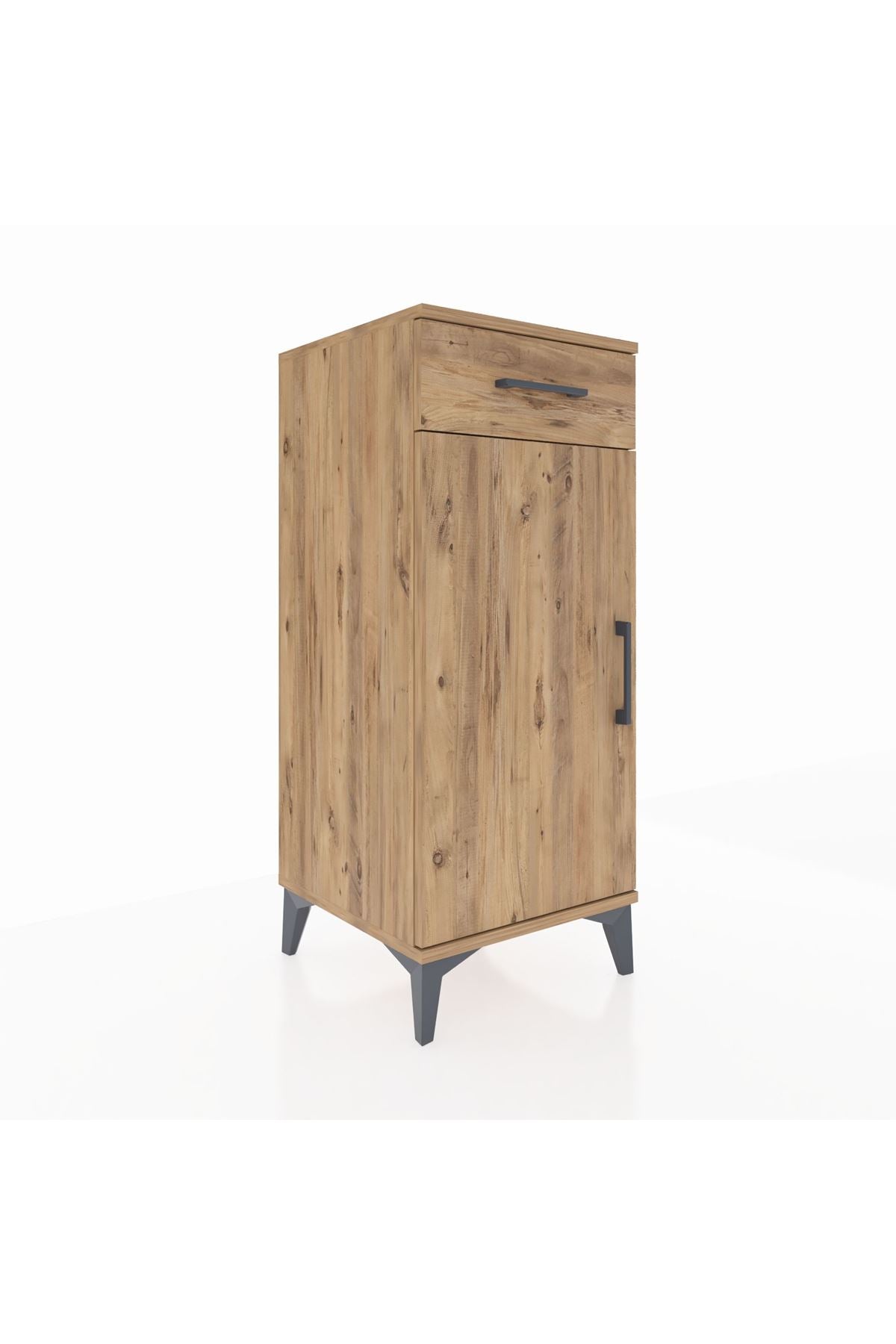 Hyperion Komodin Tek Raflı Tek Çekmeceli Tek Kapaklı 44x44x106 Çam-Çam